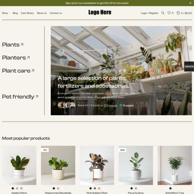 Plants Store Web Design with Free 5GB VPS Web Hosting