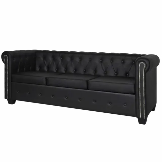 New Black Chesterfield 3-Seater Sofa Couch Home Living L2L4
