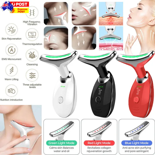 Neck Massager Color LED Photon Therapy Face Lifting Vibration Anti-Wrinkle Aging