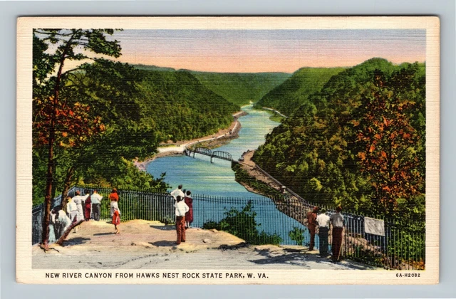 New River Canyon WV Hawks Nest Rock State Park, West Virginia Vintage Postcard