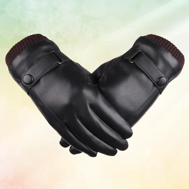 Guanti touchscreen in pelle PU Guanti guida Guanti caldi invernali nero (nero,