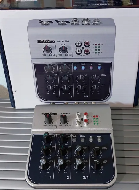 SubZero SZ-MIX04 4-Channel Mini Mixer - Guter Mikrofon-Mixer mit Phantomspeis.