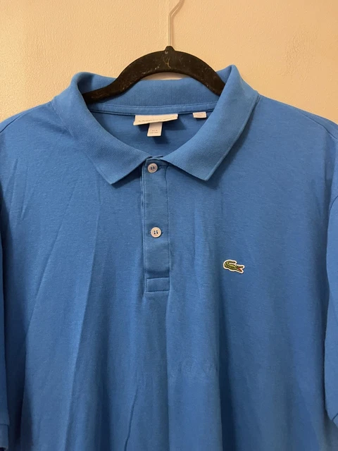 Lacoste Shirt Sleeve Regular Fit Blue Polo Shirt Mens Size FR 8 US 3XL Croc Logo