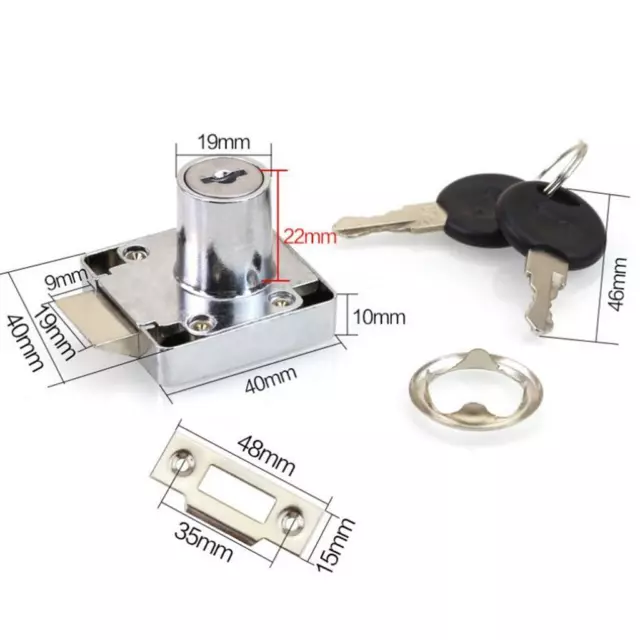 Cam Lock Desk Drawer Lock with 2 Keys for Cupboard Mailbox File Cabinet