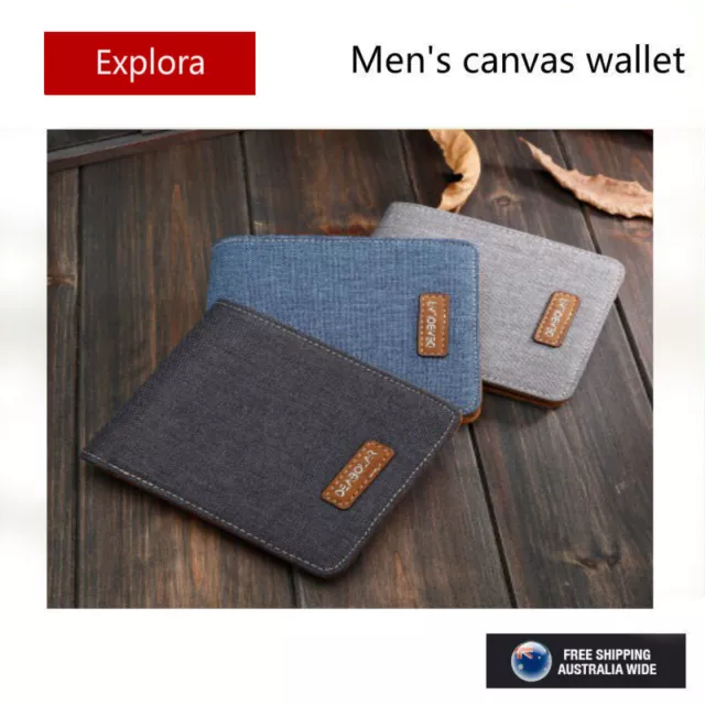 Boys Teenage Men's Bifold Canvas Slim Wallet