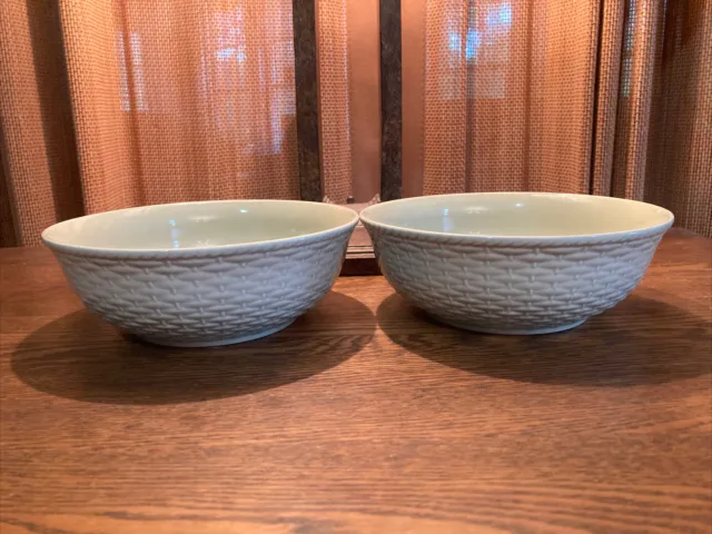 MIKASA Country Manor SAGE Green Basket Weave - Set of 2 SOUP BOWLS