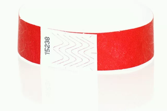 1,1 .9cm Rouge Tyvek Bracelets, Rouge Papier Bracelets, Bras Rabat