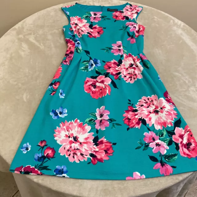 Jessica Howard Womens Multicolor Floral Round Neck Fit & Flare Dress Size 8