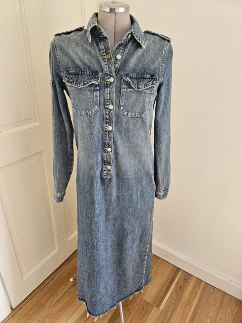 chinese dress ladies Cosmala Denim Long Sleeve Mini Dress / Indigo Blue | Meshki