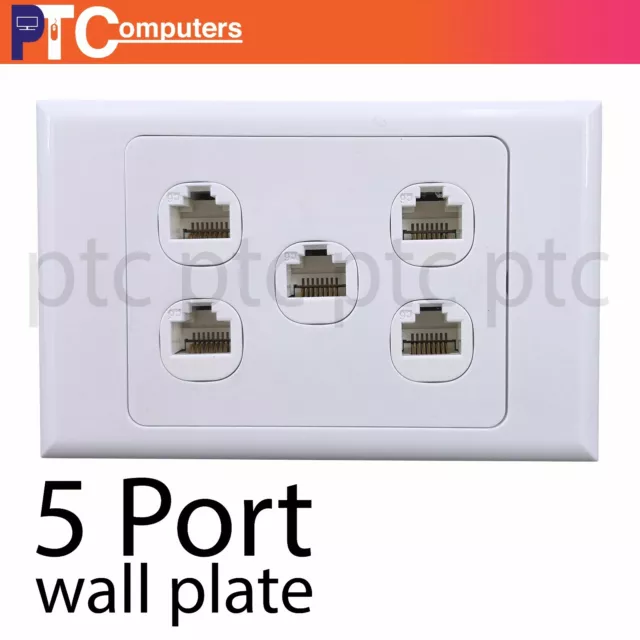 5 port/Gang RJ45 Ethernet Wall Plate Kit Punch Down Network Data wall socket