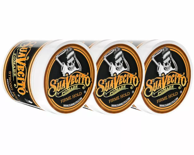 Suavecito Firme (Strong) Hold Pomade 3 Pack Bundle 4 oz. Cans 2