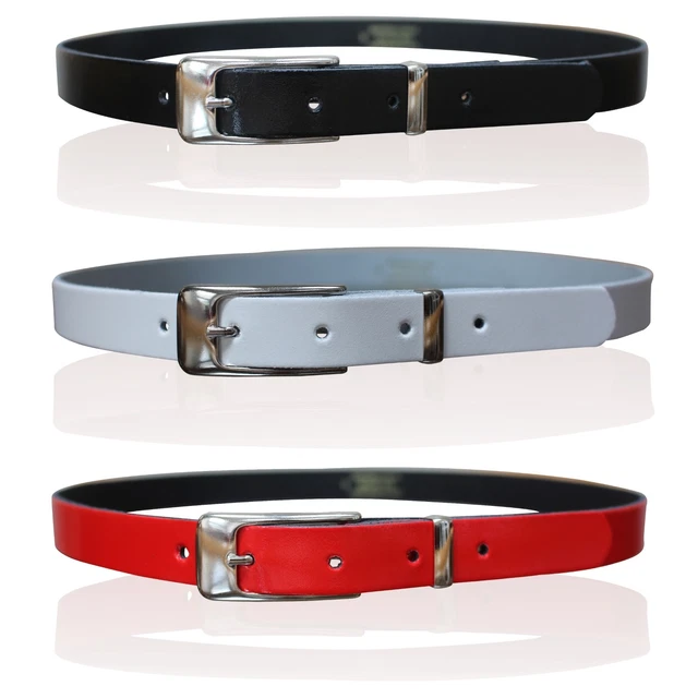 Childrens Leather Skinny Belts Kids Belt Girls Chrome Keeper Made In England