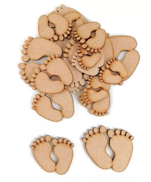 MDF Baby Feet Shapes Confetti Wooden Foot Shape Decoration Laser Cut Wood Craft