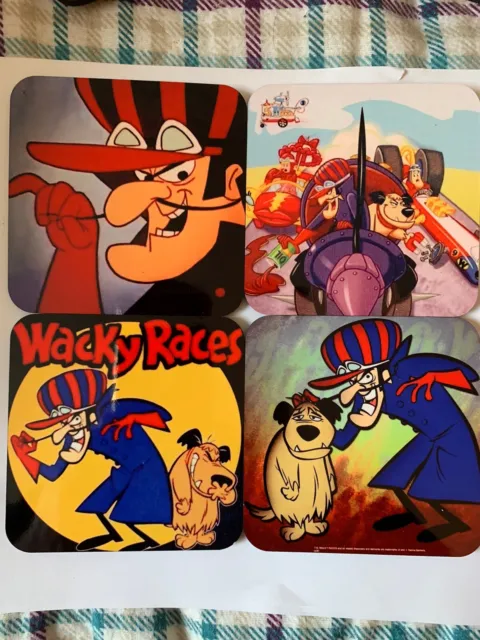 set of four handmade whacky races coasters