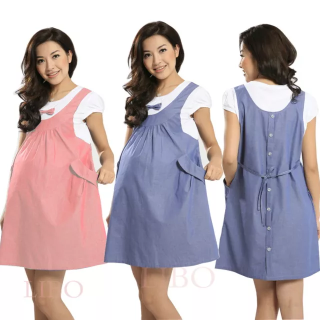 Summer Maternity Dress Bow Clothes For Pregnant Women Pregnancy Clothing Vogue