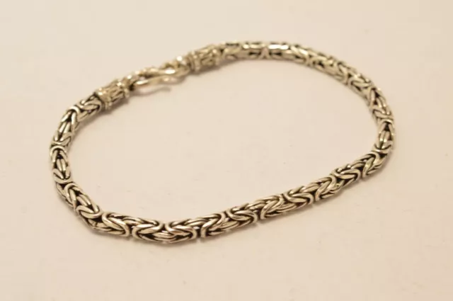 925 Sterling Silver Bali Chain, Byzantine Bracelets. 3mm-3.2 mm. Various Lengths