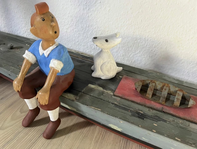 Grande Statue Tintin En Bois – Présentoir 50 Cm – Fabrication Française