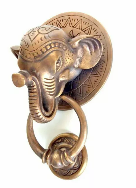 heavy ELEPHANT trunk front Door Knocker SOLID 100% BRASS old style house  6" B