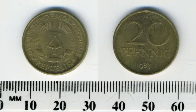German-Democratic Republic 1983 - 20 Pfennig Brass Coin - State emblem