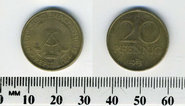 German-Democratic Republic 1983 - 20 Pfennig Brass Coin - State emblem