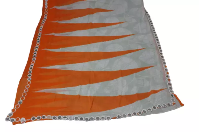 Women Dress Indian Vintage Printed Used Orange Sari Craft Fabric Women Wrap Sari