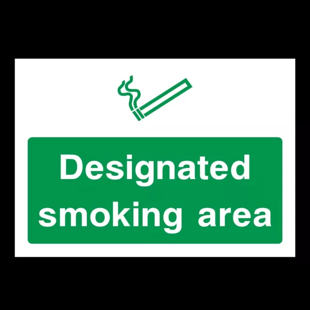 Designated Smoking Area Rigid Plastic Sign OR Sticker - All Sizes A6 A5 A4 (PS2)