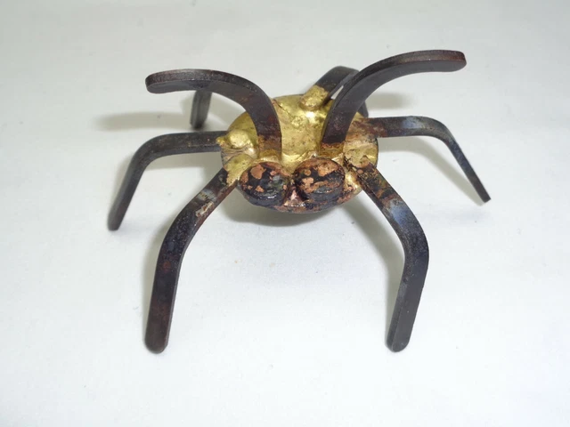 Vtg Metal Spider Insect Bug Sculpture Punk Goth Steampunk Industrial Folk Art