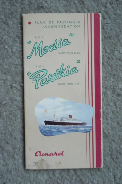 Cunard Line - Media / Parthia - Deck Plan Brochure - 1958