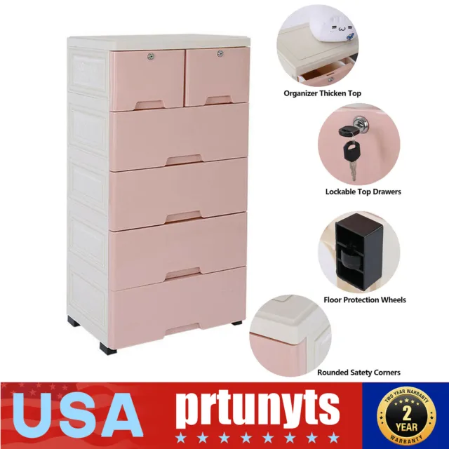Organizador de armario armario armario armario de 6 cajones almacenamiento tocador ropa rosa