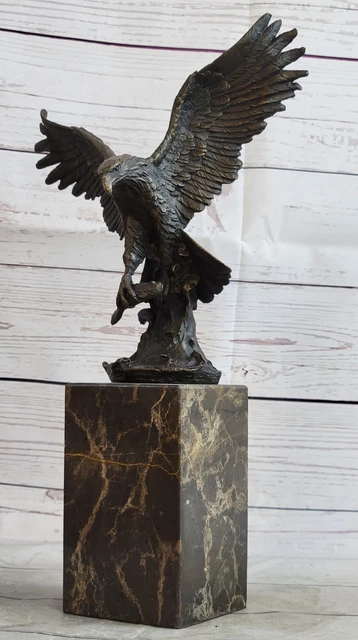 AIGLE SUR SON ROCHER,aigle En Bronze, Sculpture, Très Bel Aigle En Bronze Sculpture Tr%c3%a8s 145352580047