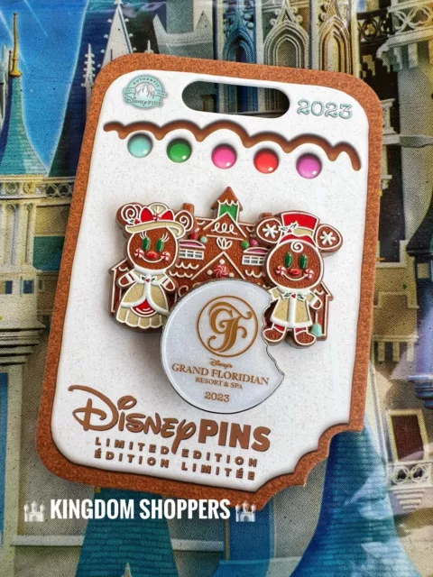 2023 Disney Parks Christmas Gingerbread Grand Floridian LE Pin Mickey & Minnie