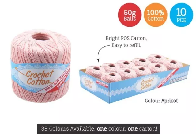 10 x Super Soft Crochet Cotton Ball 50g Wool Yarn Apricot NEW (WIN-071)