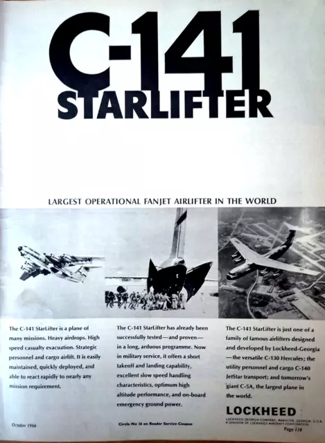 1966 Original Print Advert Ad  C-141 Starlifter / Qantas Pilots Wanted B707
