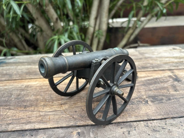 Ancien Canon Miniature En Bronze Massif - Artillerie Napoléon XIXe - Jouet Militaire