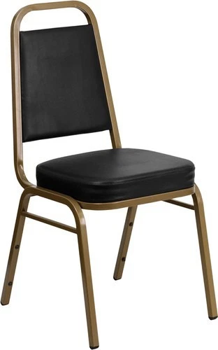 10 PACK Banquet Chair Black Vinyl Restaurant Chair Trapezoidal Back Stacking
