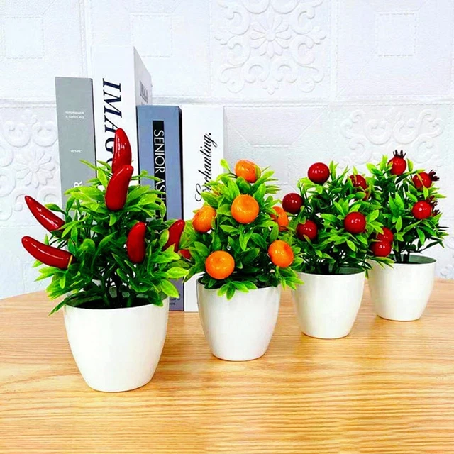 Gefälschter Blumentopf Granatapfel Kunststoff Künstlich Mini-Topf Obst Orange