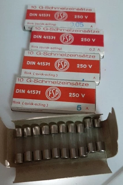 Boite de 10 fusibles en verre rapide 5x20mm 250V valeur au choix