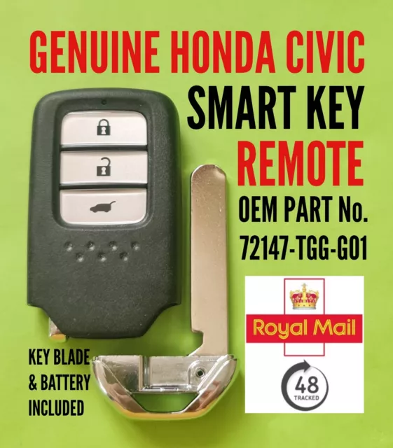 Original Honda Civic 2017 + Fernbedienung Smart Key Anhänger OEM 72147-TGG-G01 72147 TGG G01