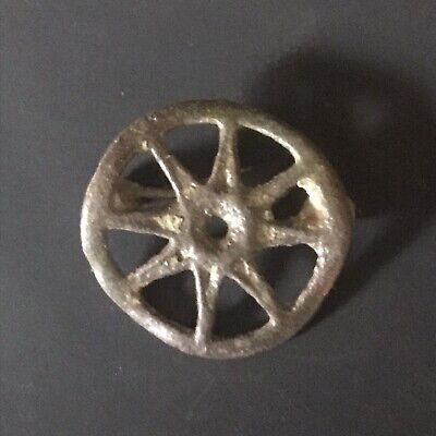 Ancient Roman Bronze wheel brooch with pin