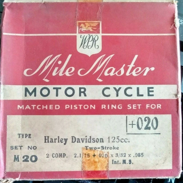 Harley Davidson 125cc 2 Stroke Matched Piston Ring Set Old Stock By Mile Master.