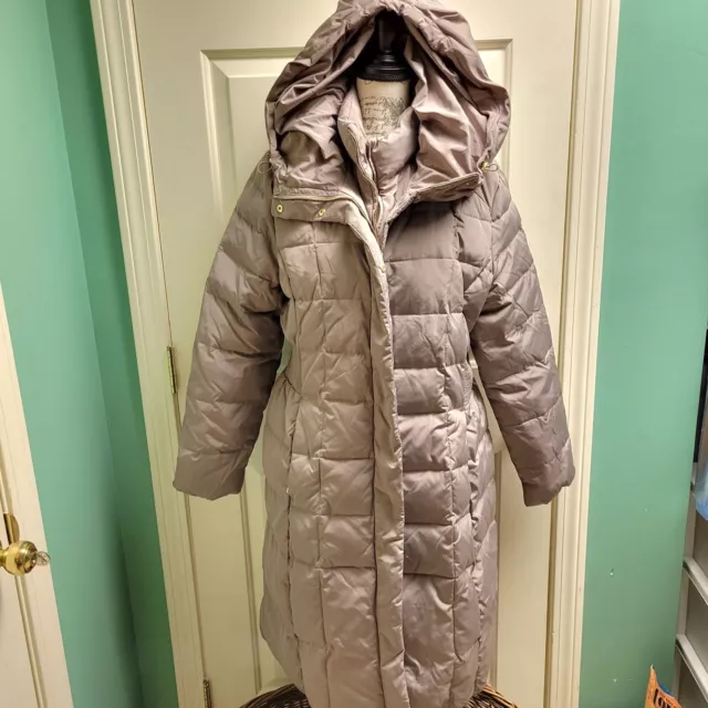 COLE HAAN Tan Puffer Quilt Down Jacket Full-Length Women’s Winter Coat Size XL