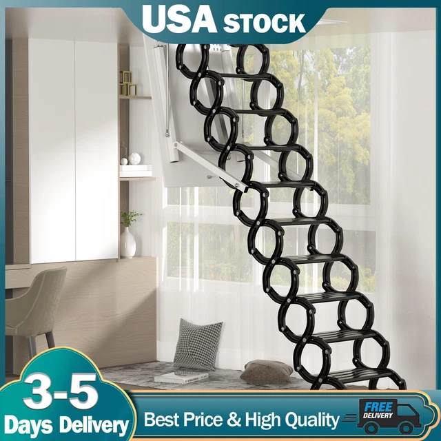 Electric attic ladder Aluminum folding 12ft with remote for loft US Stock T05