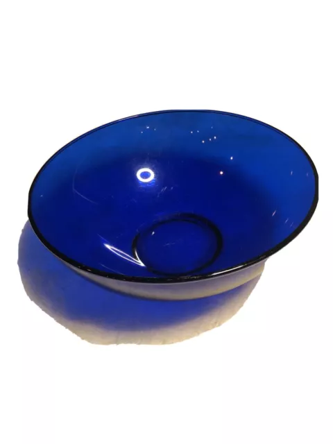 Large Mid-20th Century Cobalt Blue Glass Salad Bowl, ART GLASS