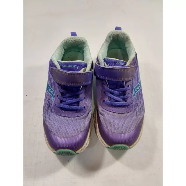 Saucony Girls Wind A/C Sneaker Athletic Textile Leather Purple Hook & Loop 2W