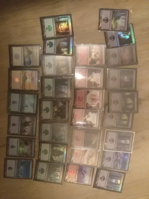 Magic Mtg, 30 alte Foil Basic Lands, 2000er