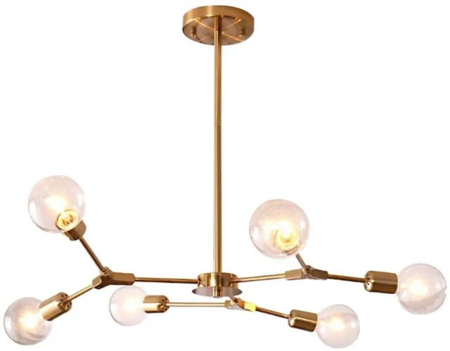 Lighting Modern Sputnik Chandelier Brushed Brass Hanging Lamp Light Fixture