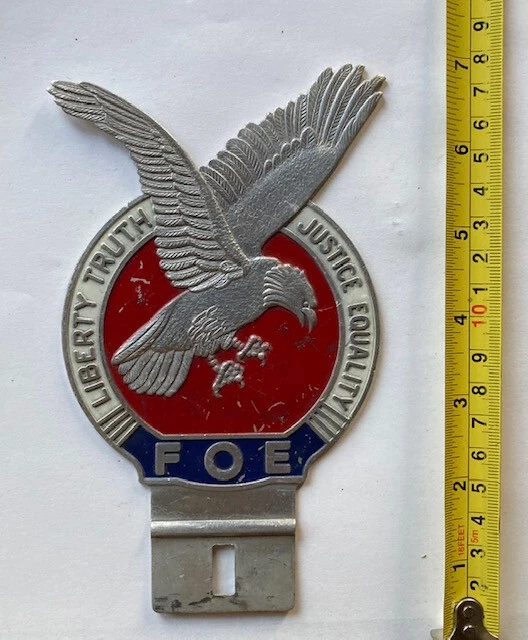 Vintage  License plate attachment  Fraternal Order of Eagles  FOE
