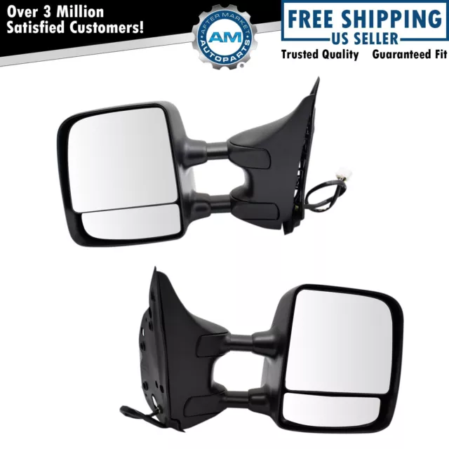 Side Mirrors Power Heated Memory Chrome Towing LH & RH Pair Set for 04-15 Titan