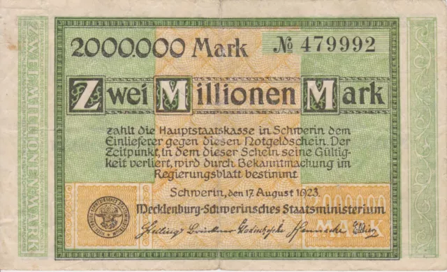 Schwerin 2 Millionen Mark 1923 -22879