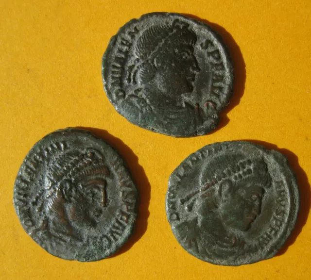 Ancient Roman Bronze Follis LOT of 3 pieces 18 mm